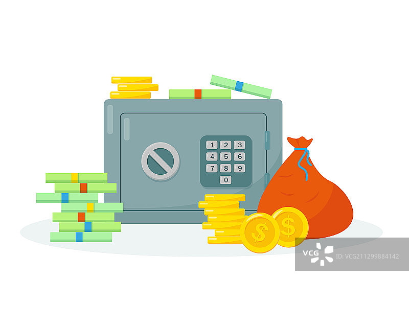 用于存款的保险箱和资金图片素材