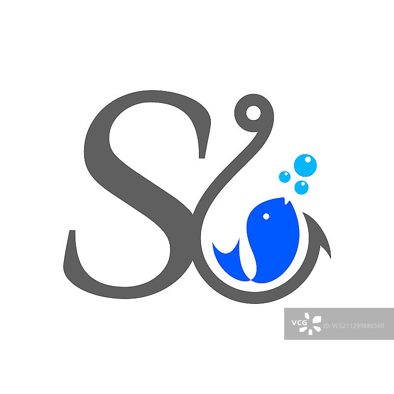 S首字母鱼钩和鱼标志图片素材