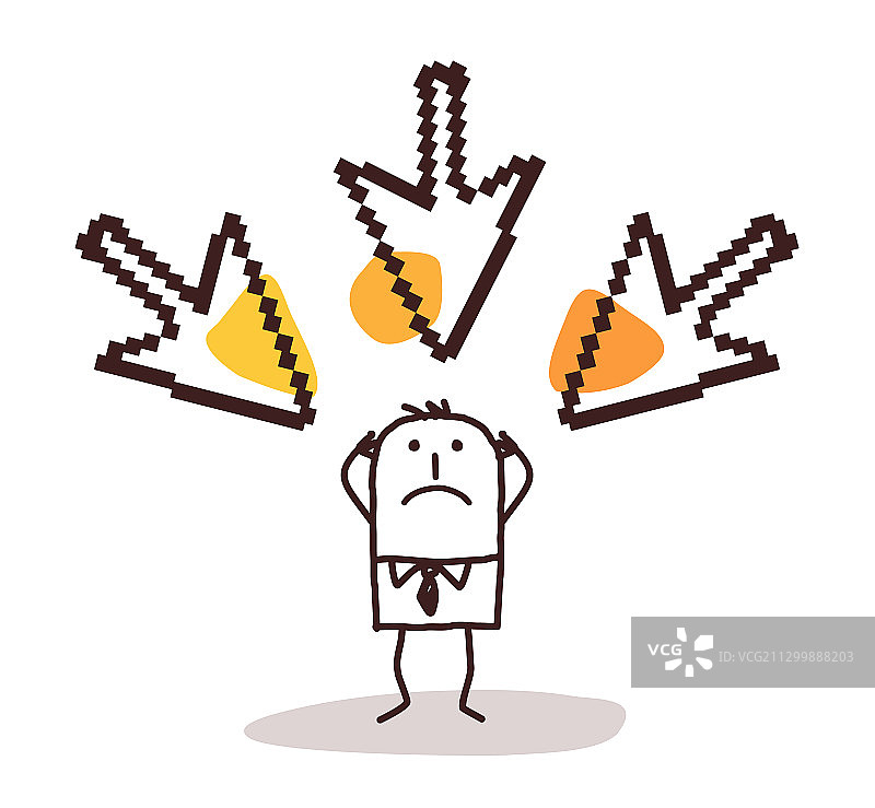 男人头上戴着大指向光标图片素材