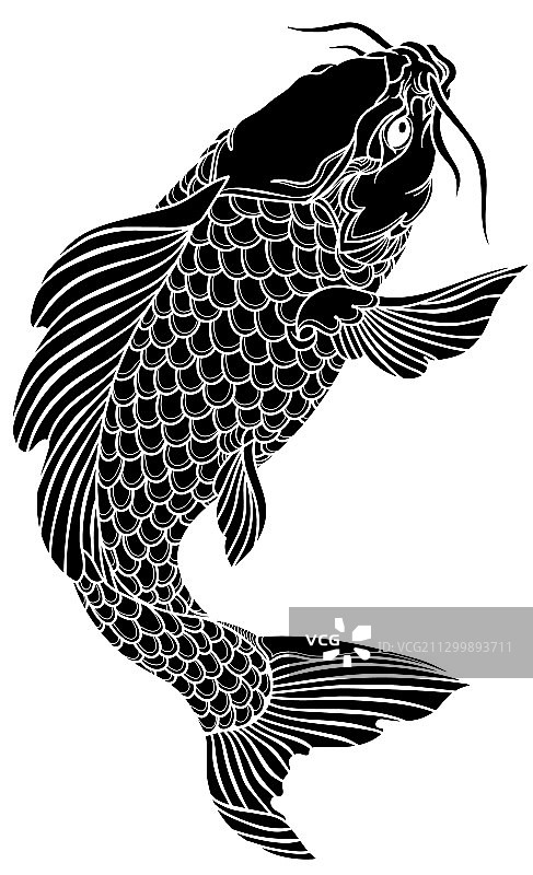 黑色鲤鱼纹身图片素材