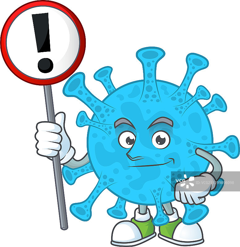 手持标牌的冠状病毒细菌图片素材