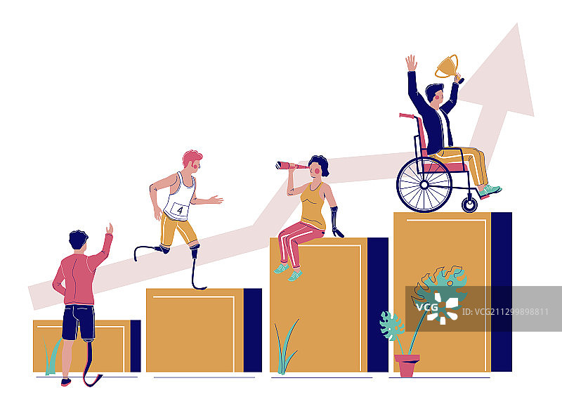 成功的残疾商人图片素材