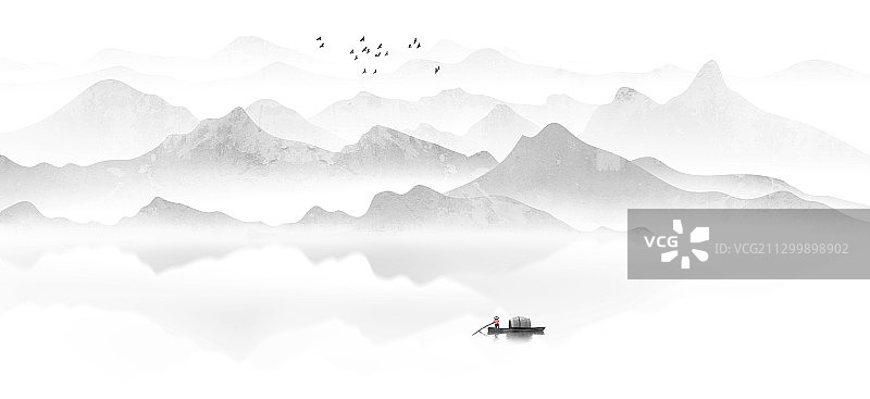 中国风水墨山水画图片素材