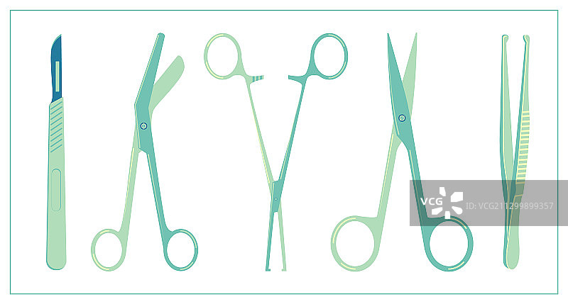 扁平风格手术器械解剖刀夹图片素材