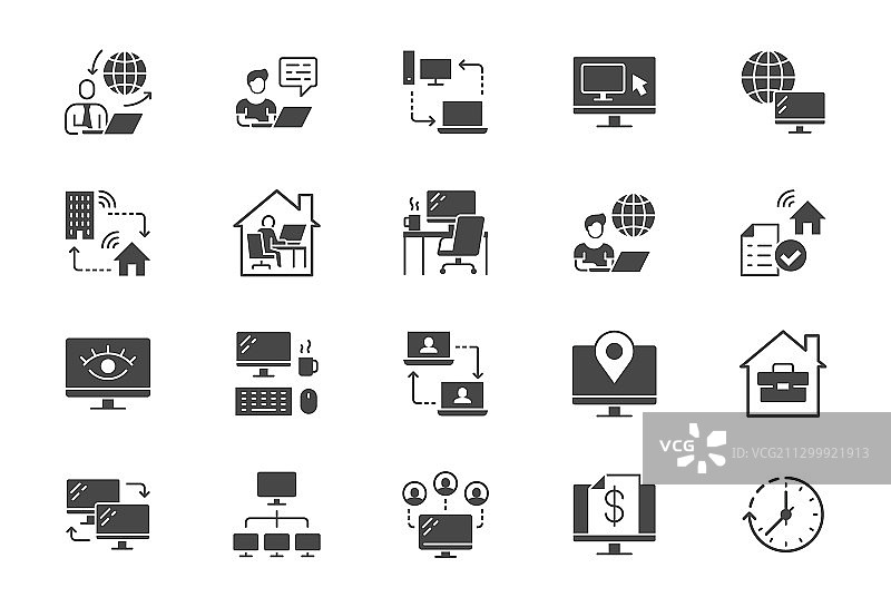 居家办公扁平图标图片素材