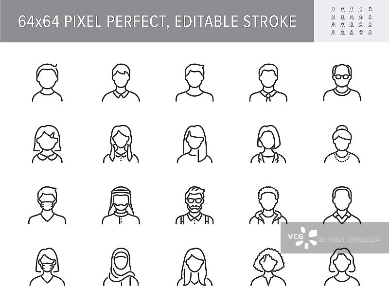 人物头像线性图标图片素材