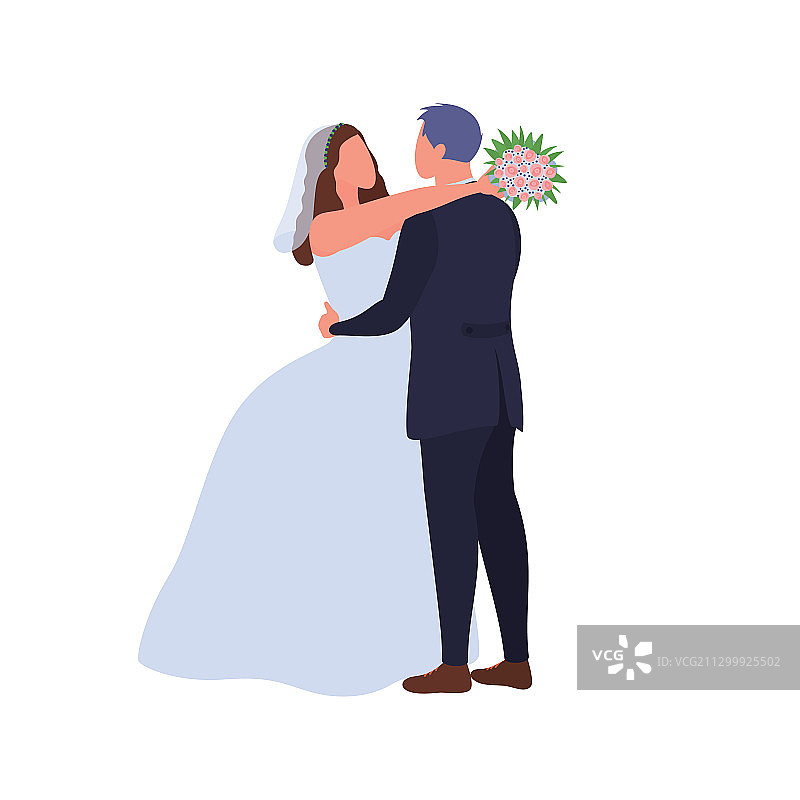 幸福新婚夫妇拥抱图片素材