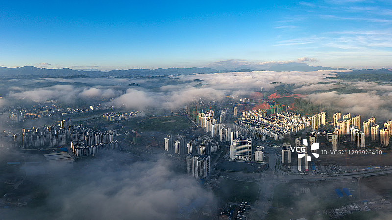 建设中的泰宁城西晨曦图片素材