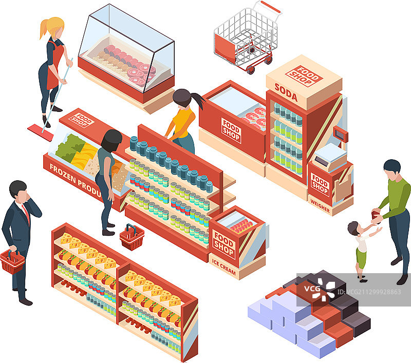 购物顾客等距人物图片素材