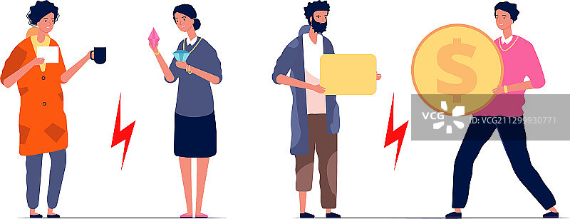 贫富差距：佩戴珠宝的女人和男人图片素材