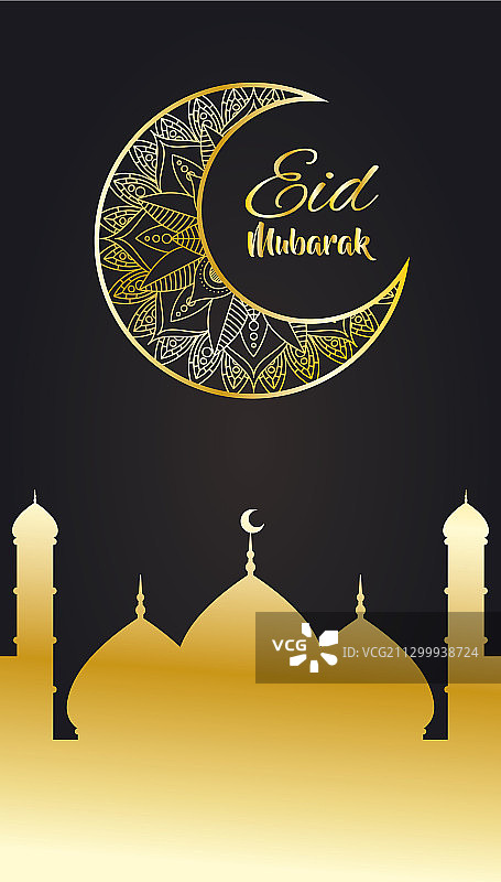 泰姬陵斋月期间的金色月亮图片素材