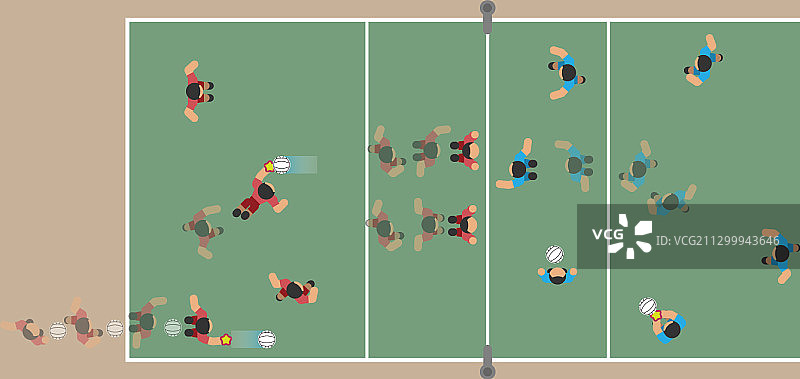 排球比赛：球场上的球员图片素材