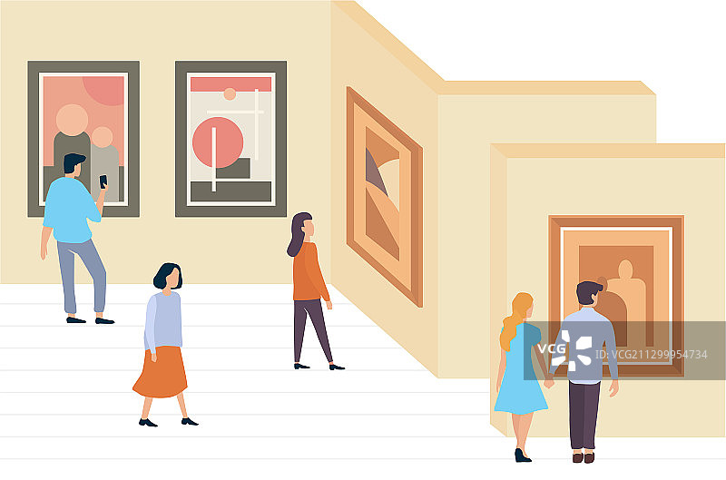 参观者在展览上参观图片素材