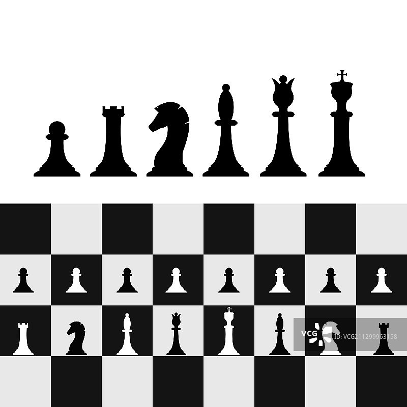 国际象棋战略棋盘棋子组合图片素材