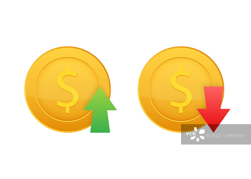 白色背景上的美元符号上下箭头图片素材