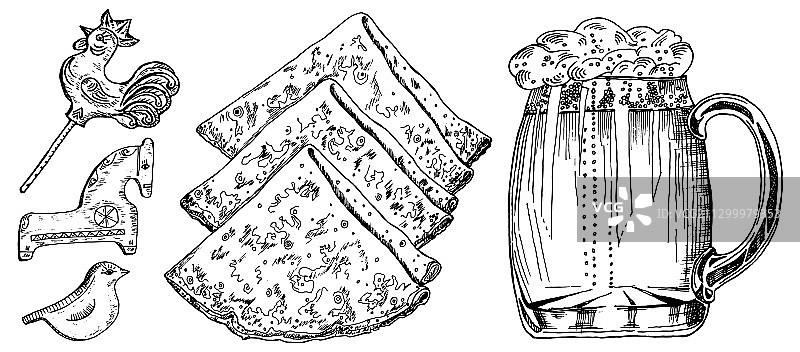 传统俄罗斯美食：鱼子酱薄饼图片素材