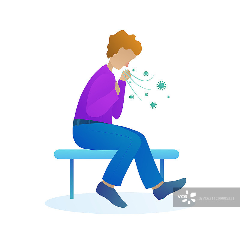 咳嗽的生病男人（独立角色）图片素材