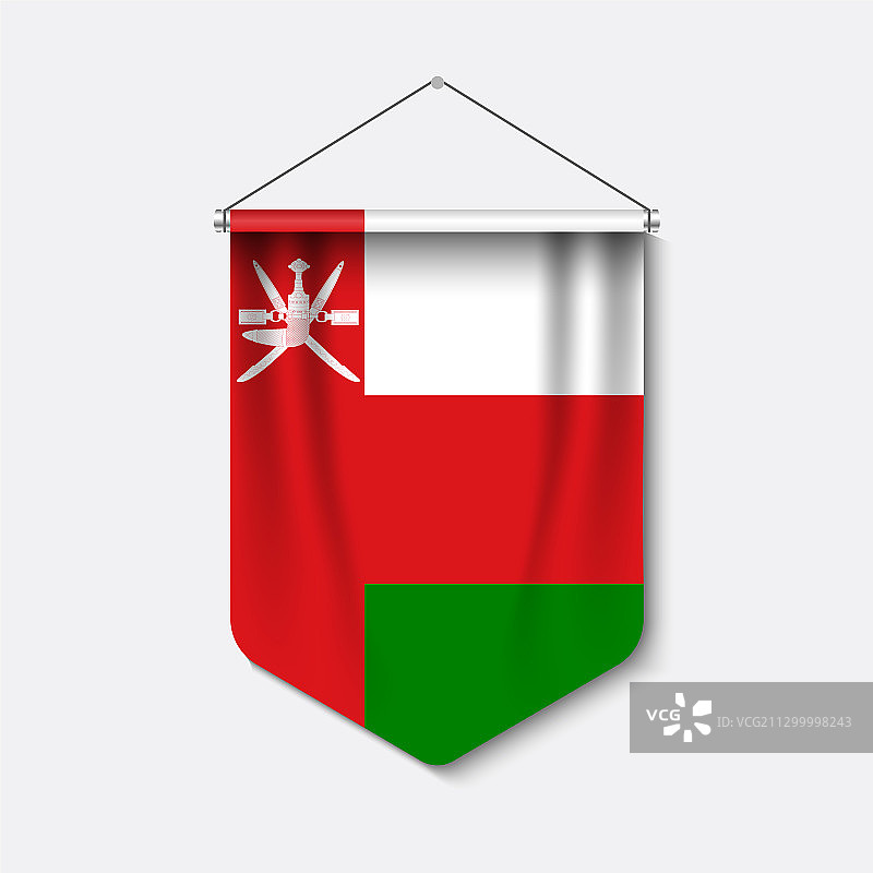 阿曼国旗3D逼真三角旗图片素材