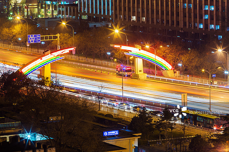 北京建国门桥夜景图片素材