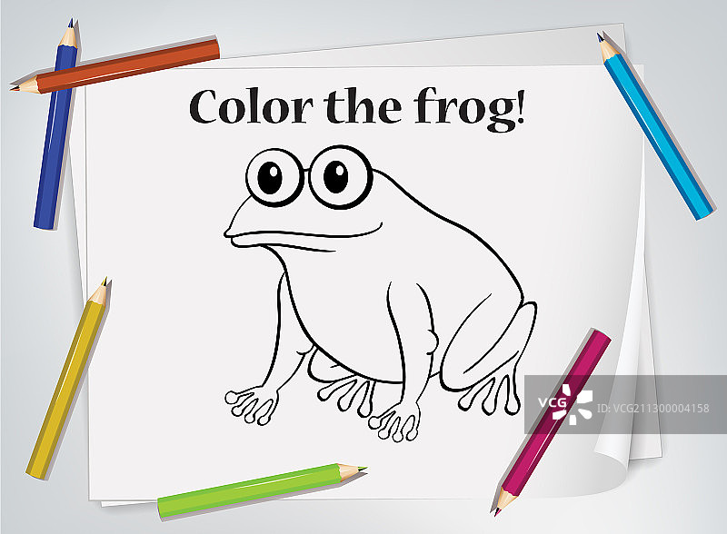 儿童青蛙填色练习册图片素材