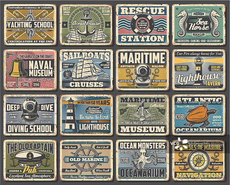 海军舰艇博物馆航海复古海报图片素材