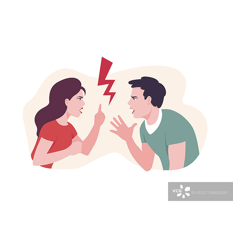 愤怒争吵的卡通男女图片素材