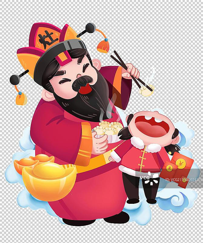 灶神和女孩图片素材