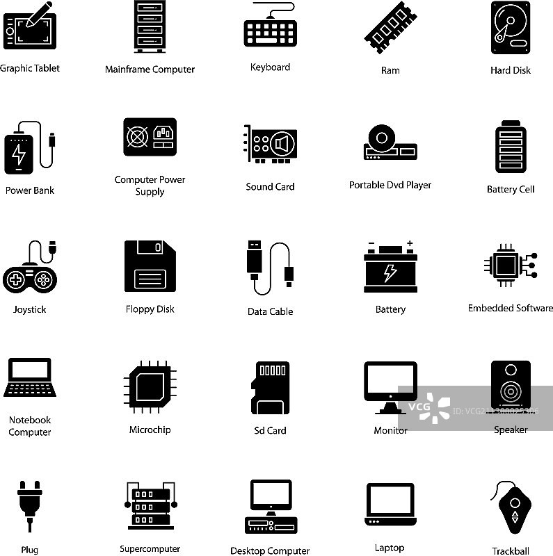 硬件组件字形图标包图片素材