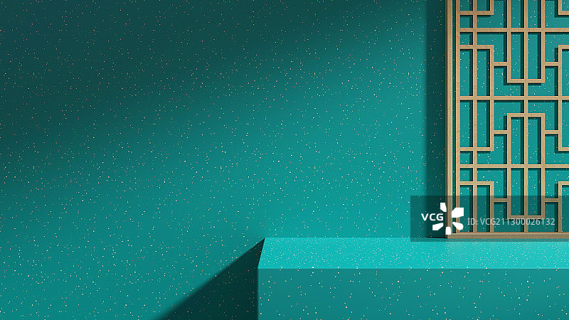 3D渲染简约几何古典中国风场景图片素材