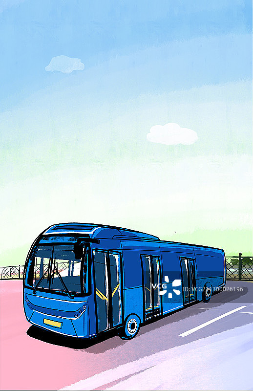 停放在停车场的巴士图片素材