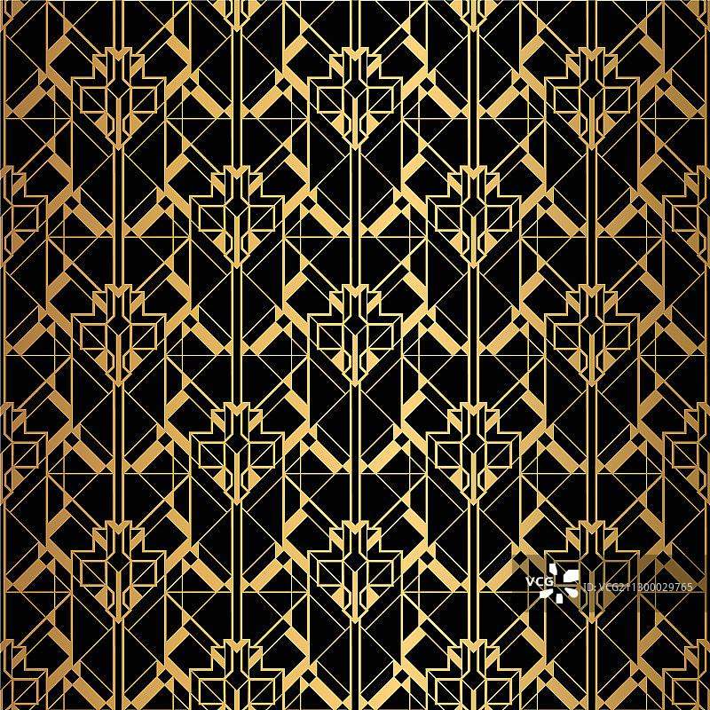 装饰艺术风格黑金无缝图案图片素材