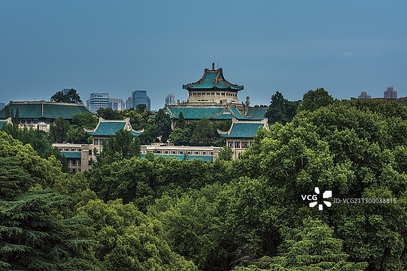 中国湖北武汉武汉大学樱园楼顶图书馆图片素材