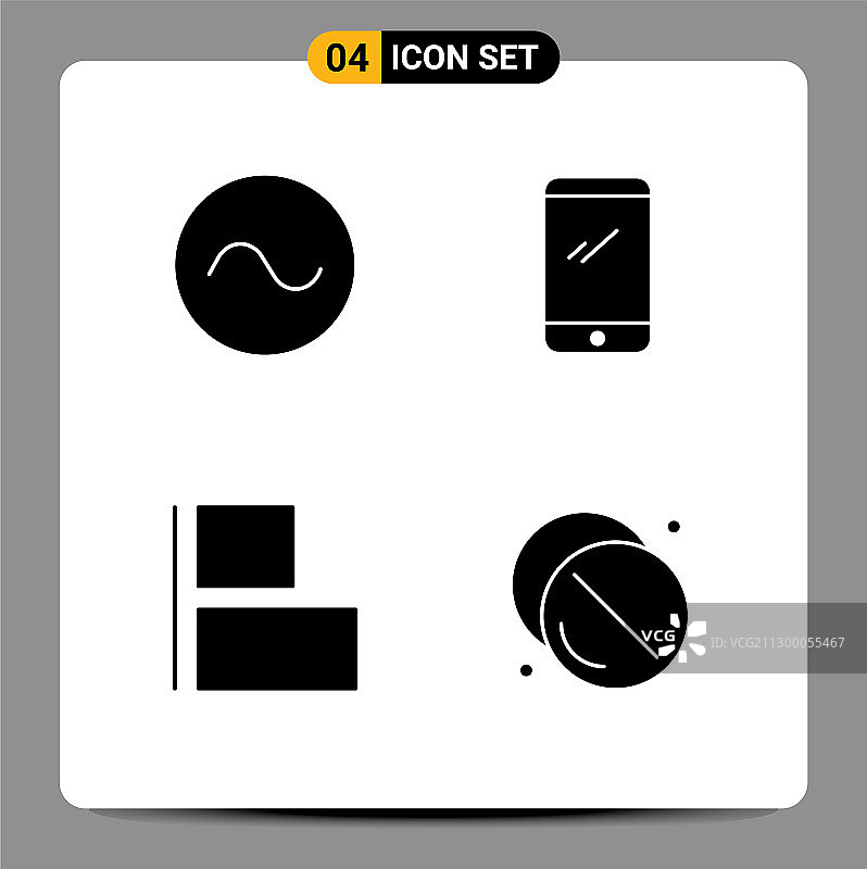 4个创意正弦波图形图标合集图片素材