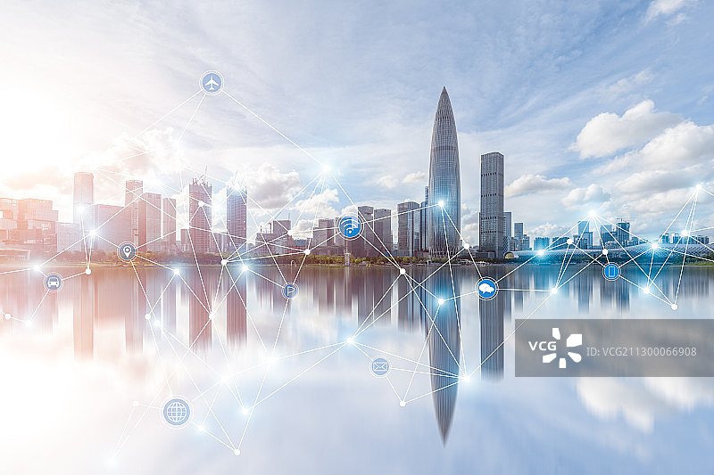 深圳城市风光和科技概念图片素材