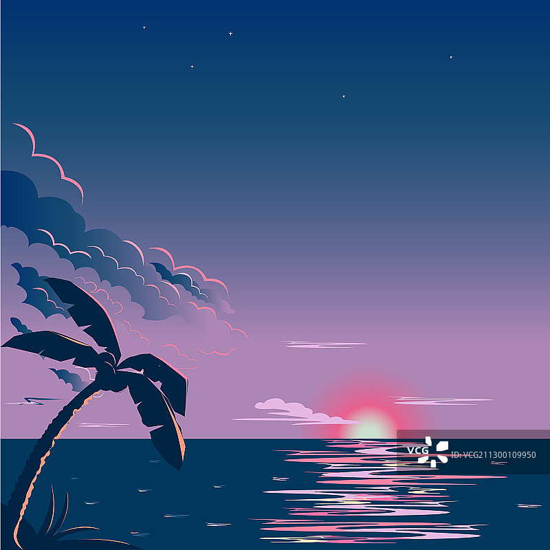 热带日落图片素材