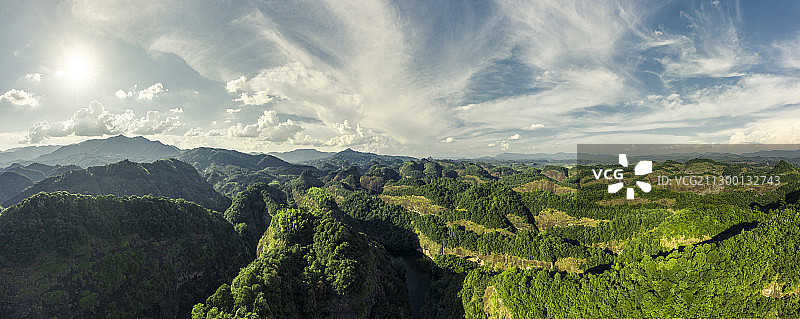 福建泰宁大金湖景区丹霞地貌航拍全景图片素材