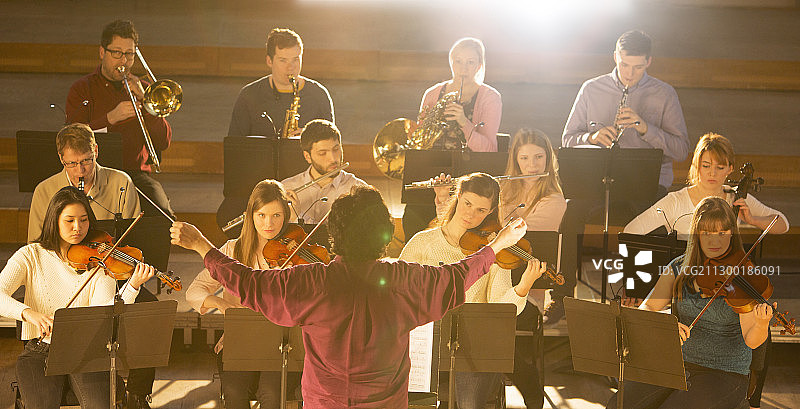 指挥家带领乐团图片素材