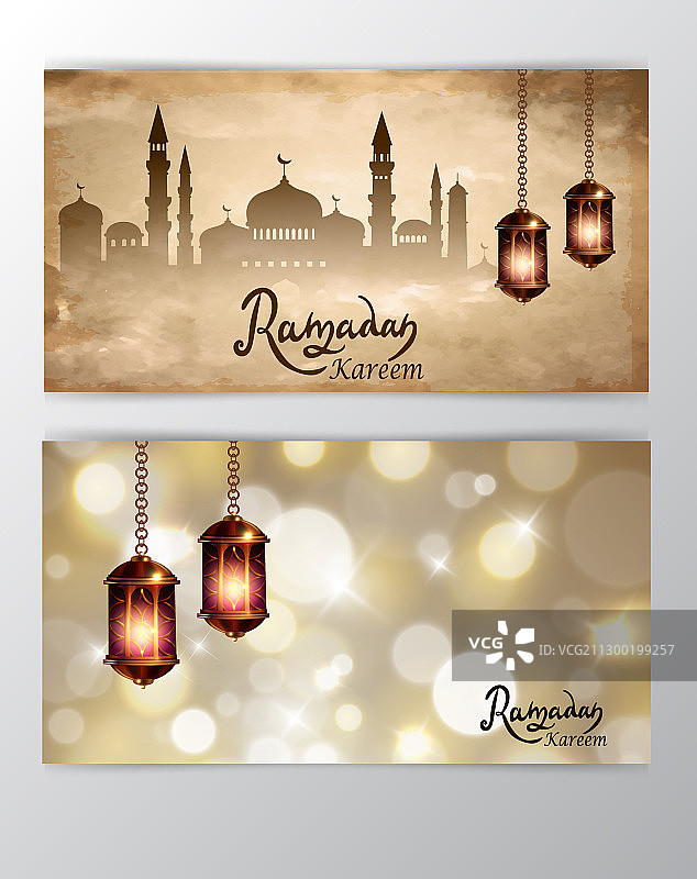 模糊背景上的斋月节问候图片素材