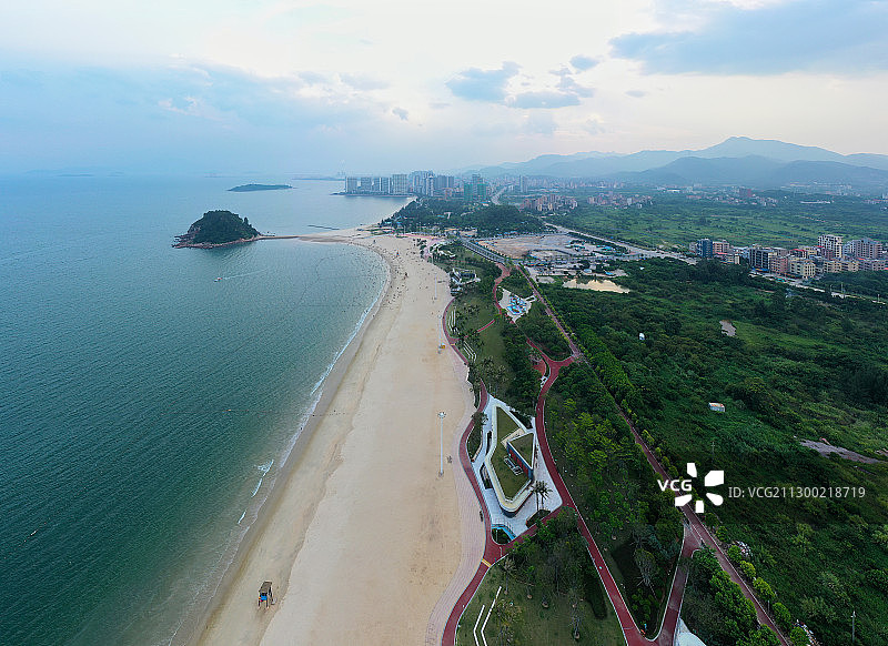 广东惠州大亚湾霞涌黄金海岸航拍图片素材
