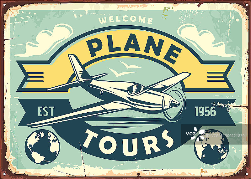 航空运输复古金属标志图片素材