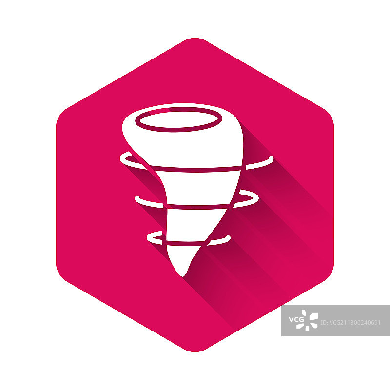 带有长阴影粉色的白色龙卷风图标图片素材