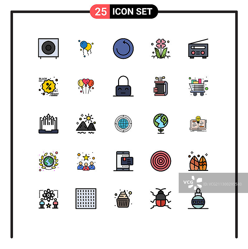 在网格上设置25个填充线平面颜色图片素材