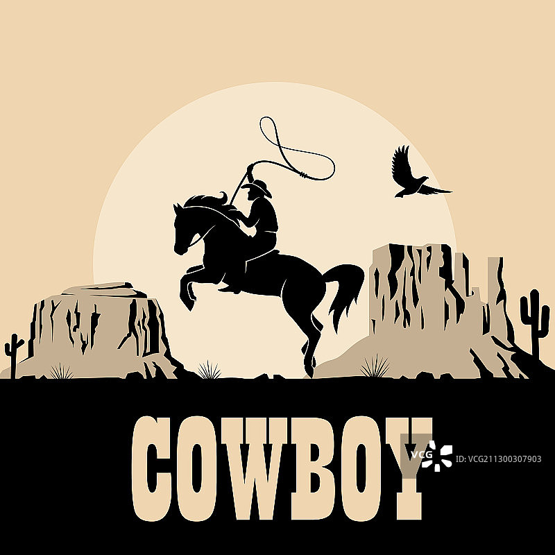 牛仔剪影图片素材