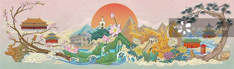 北京古建四季图图片素材