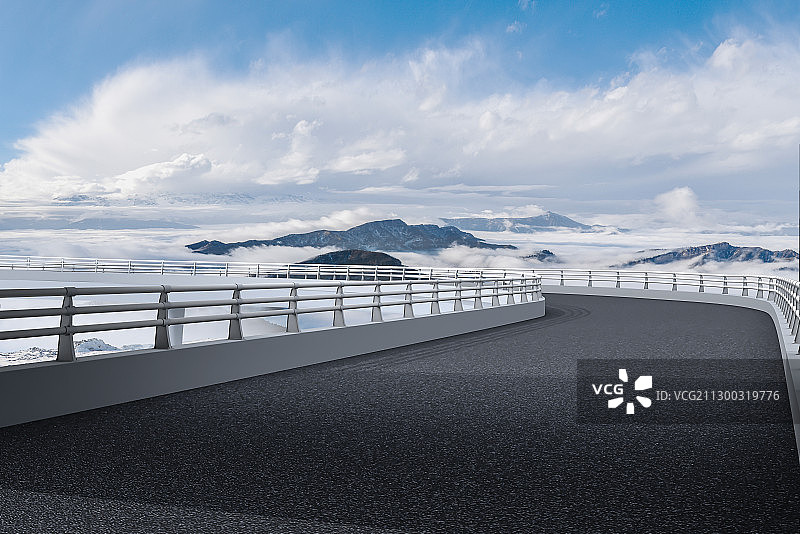 高原雪山与高速公路图片素材