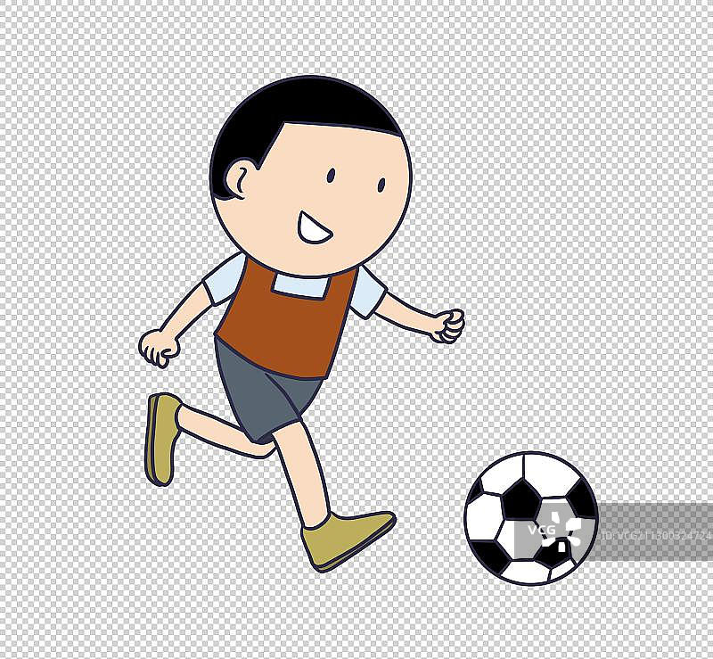 元素：踢足球的学生图片素材