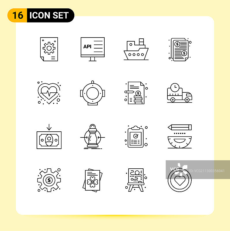 已支付账单现代轮廓线条设计合集图片素材