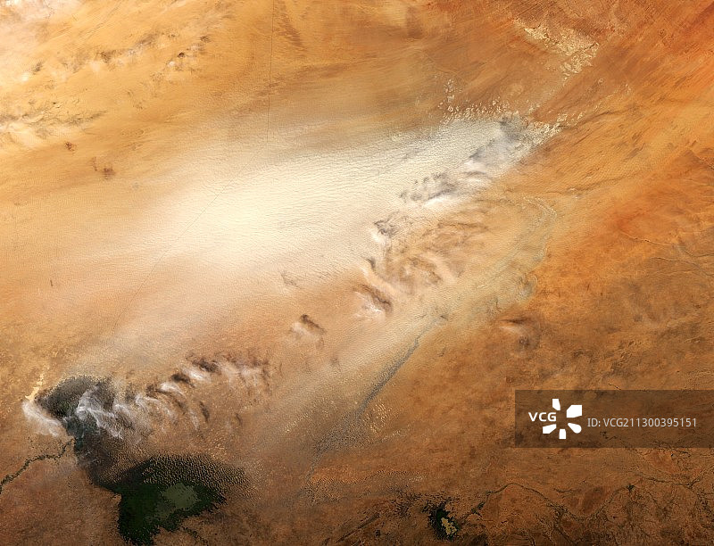 乍得沙尘暴卫星图像图片素材
