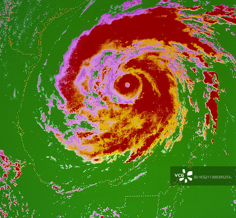 飓风艾伦的假彩色气象卫星图图片素材