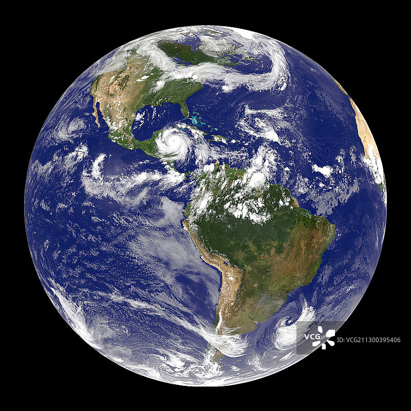 地球和飓风迪安，2007年8月20日图片素材